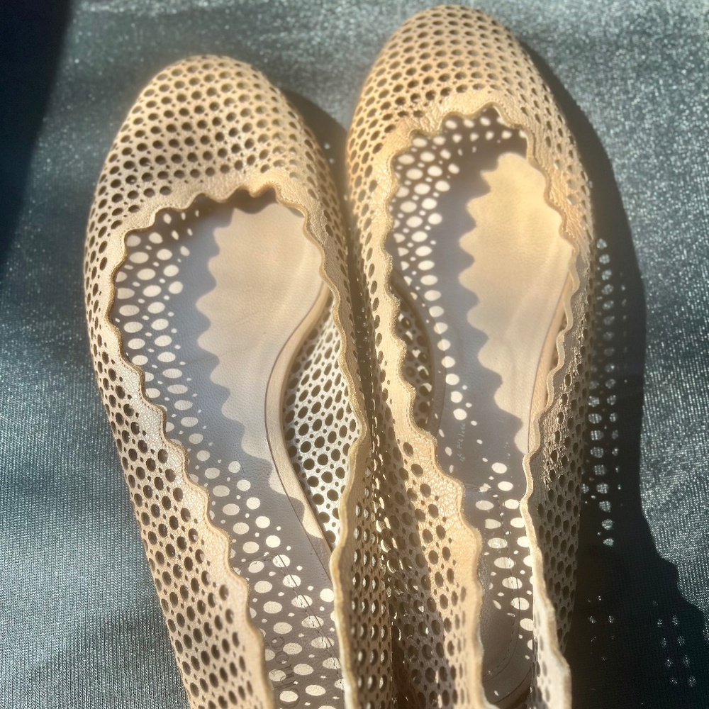 Chloe scalloped mesh leather flats size 9